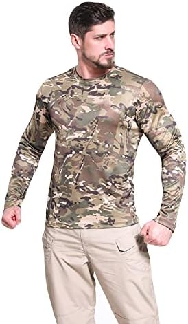 Mens T-Ing,Divat, Hosszú Ujjú Kültéri T-shirt Lélegző Katonai Képzés Álcázás Lovaglás Képzés Ruházat