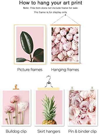 HUZAIGEGE Rózsaszín Virágok Art Képek Minimalista Fal Művészi Nyomatok Zöld Növény Levél Vászon Nyomtat
