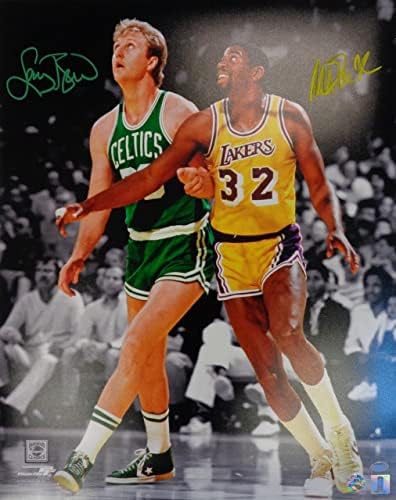 Larry Bird & Magic Johnson Dedikált 16x20 Fotó - Dedikált NBA-Fotók