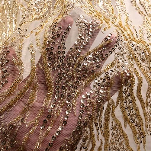 Legnépszerűbb La Belleza Arany Gyöngyös csipke Anyagból 51 Szélesség Egyszerű Szabálytalan Görbe, Könnyű