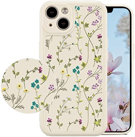 RALEAVO Virágos tok iPhone 13, Virágos Ág Minta Design Aranyos tok, a Lányok, a Nők Karcsú, Vékony, Puha