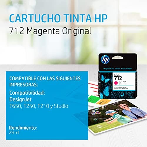 HP 712 Magenta 29-ml Eredeti Tintapatron (3ED68A) a DesignJet T650, T630, T230, T210 & Studio Plotter