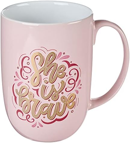 Szeretettel Inspiráló Bögrét a Nők, Ő Bátor Rózsaszín w/Arany Betűkkel Motivációs Kávé/Tea Csésze Születésnapja,